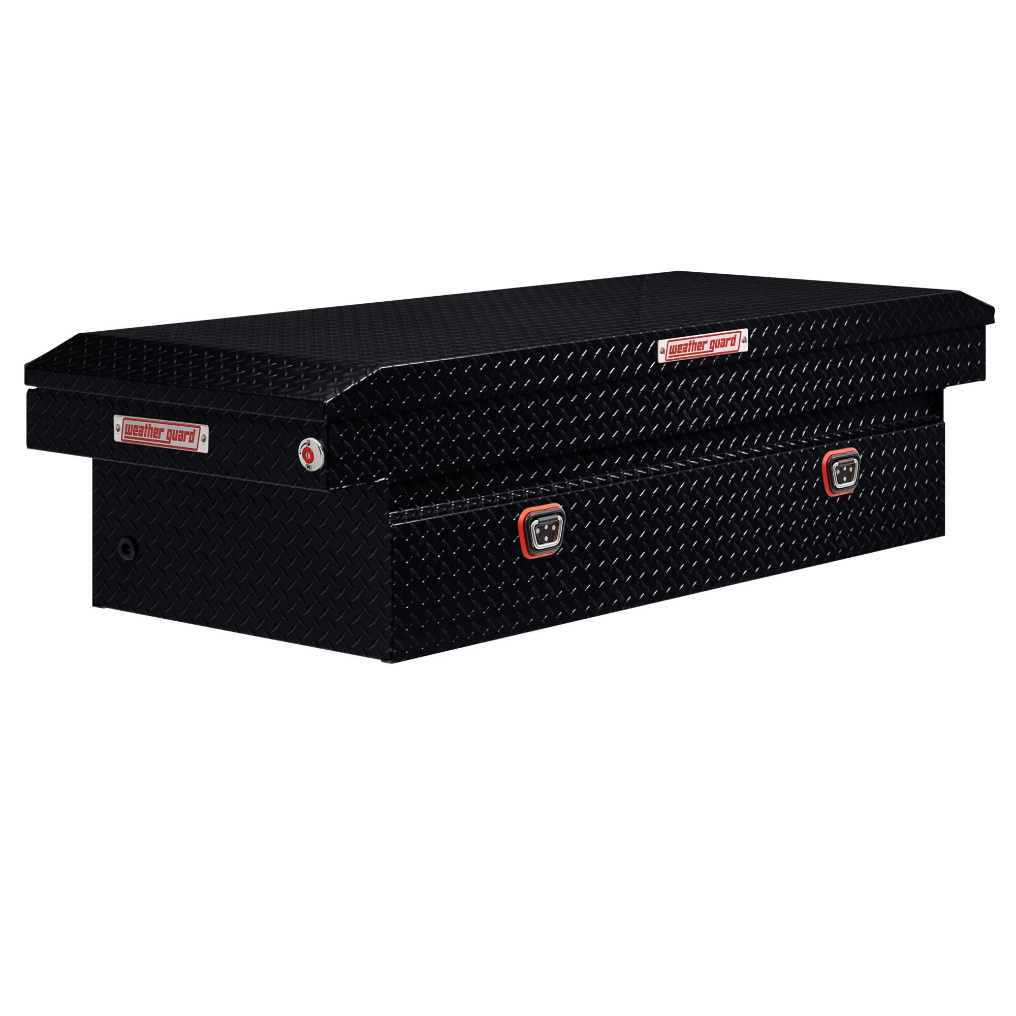 Weather Guard, 71in. L Saddle Box, Full Extra Wide, Width 72 in, Material Aluminum, Color Finish Gloss Black, Model# 117-5-04